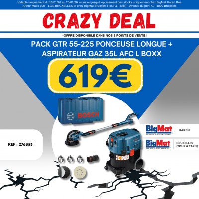 Crazy Deal 30 - PACK GTR 55-225 PONCEUSE LONGUE + ASPIRATEUR GAZ 35L AFC L BOXX